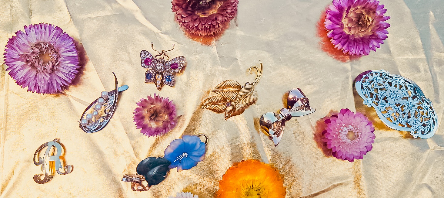 Vintage-broche-gouden-broche-witgouden-broche